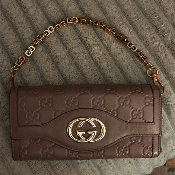 Gucci Vintage Bifold Long Wallet Crossbody Guccissima Embossed GG Leather 4-Way - Picture 5 of 17